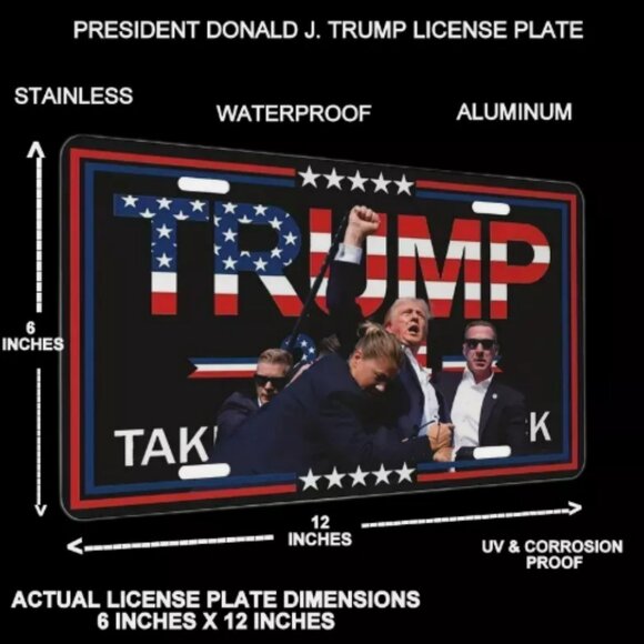 6x12 PRESIDENT DONALD J. TRUMP NOVELTY ALUMINUM DECORATIVE LICENSE PLATE LD 4206 - Picture 1 of 9